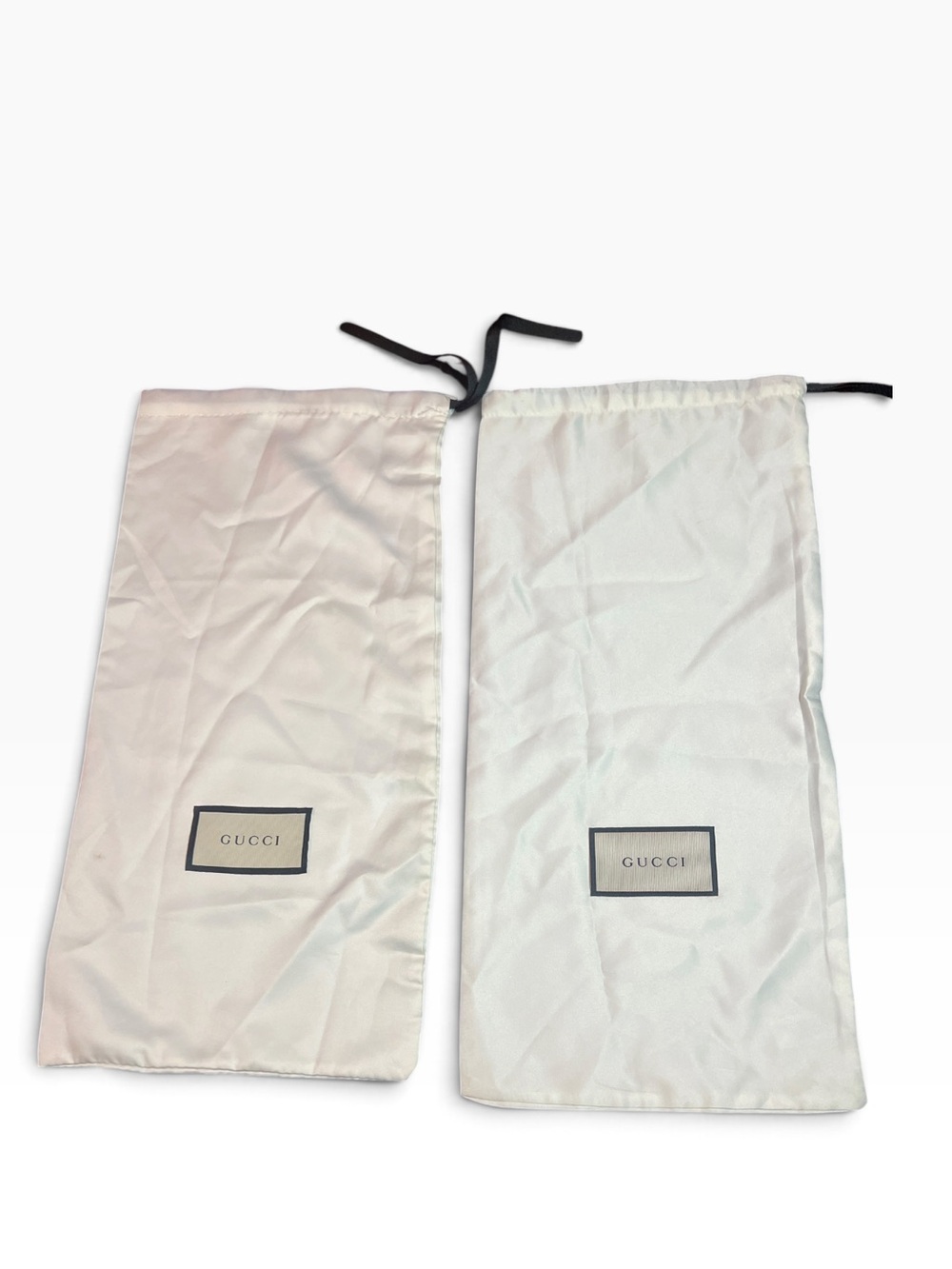 Gucci White Drawstring Dust Bags with Black Cord - Pair